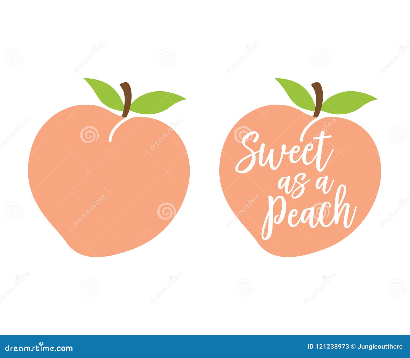 simple cute peach with leaves  